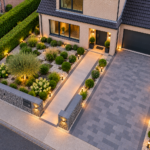 Moderne woning met verlichte voortuin (1)